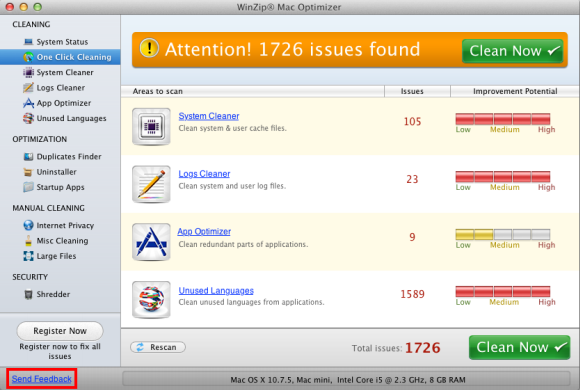 Click Send Feedback option on bottom left corner of screen.