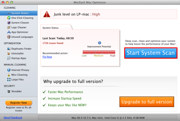 Click Start System Scan button to start scan. 