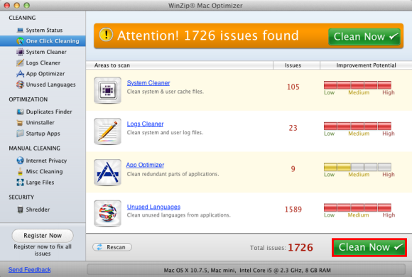 Click 'Clean Now' button to fix all the issues. 